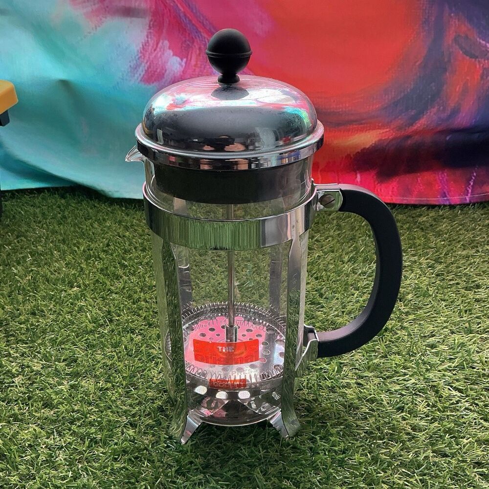 Bodum The Original French Press 8 Cup 34 Oz Glass Chrome Coffee Maker Vintage